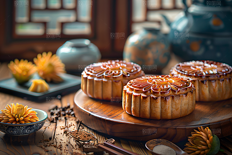 中秋月饼传统节日文化摄影图