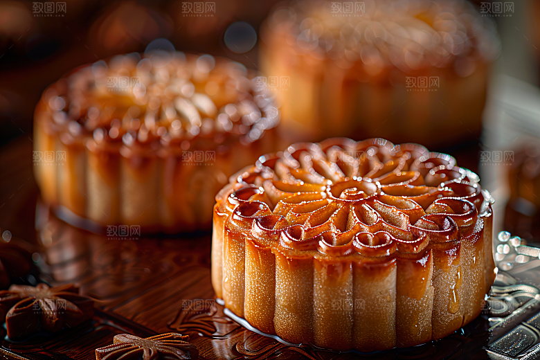 中秋月饼糕点传统美食摄影图