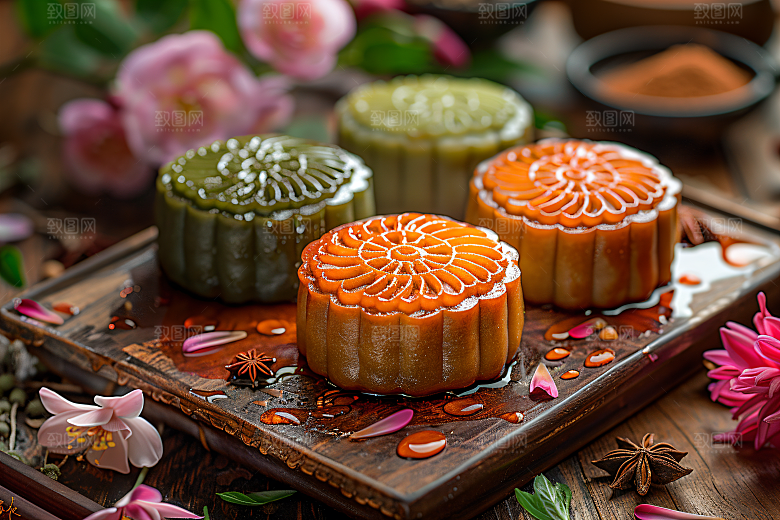 中秋月饼传统节日高清摄影图