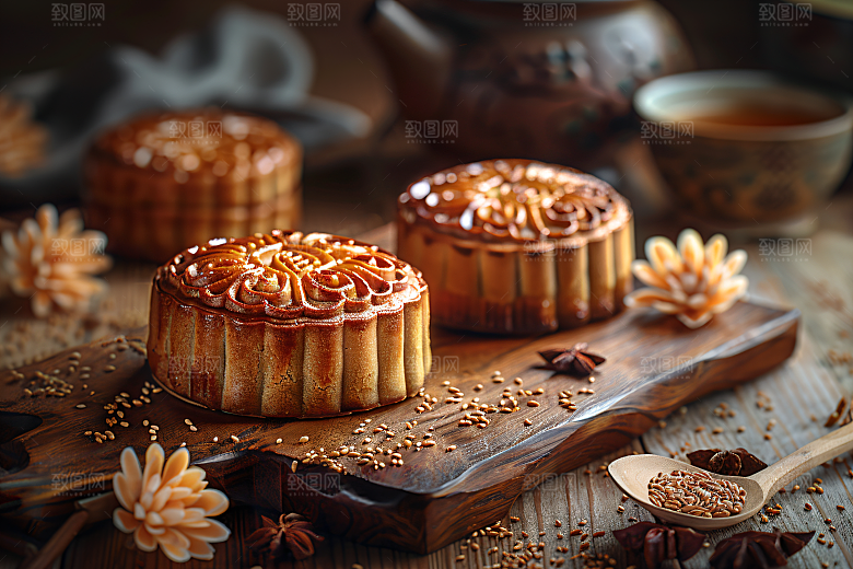 中秋月饼习俗文化摄影图