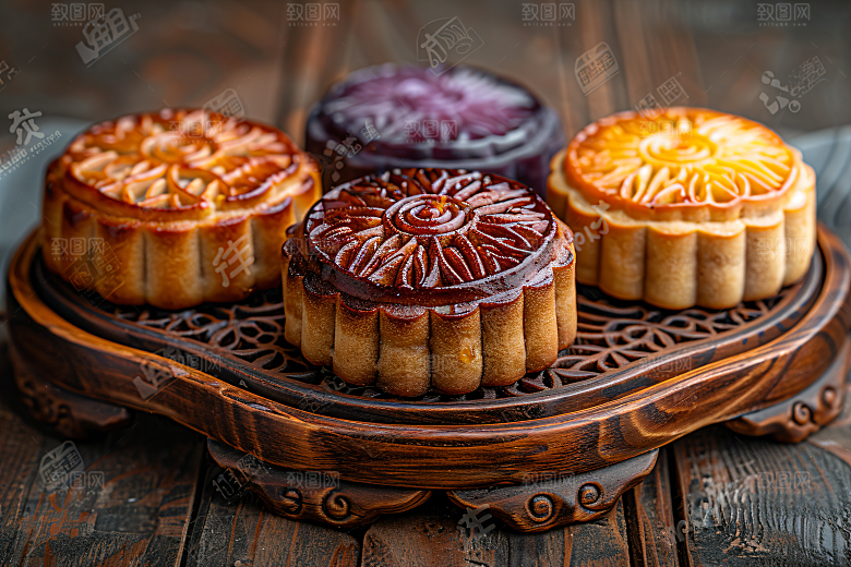 中秋月饼糕点中秋节摄影图