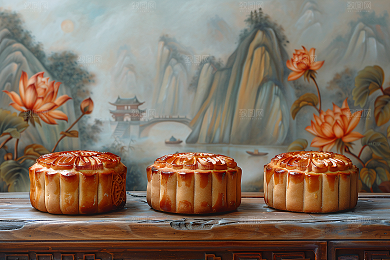 中秋月饼中秋节广式月饼摄影图