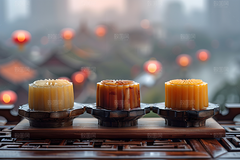 中秋月饼中秋节习俗摄影图