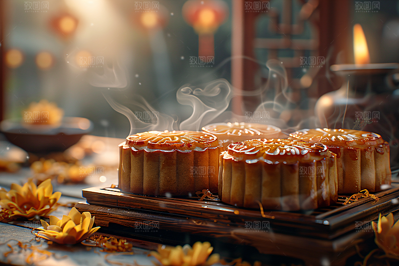 中秋月饼文化甜点摄影图