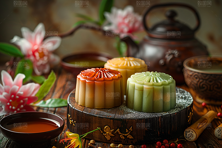 中秋月饼习俗高清摄影图