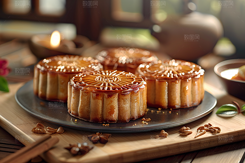 中秋月饼广式月饼传统节日摄影图