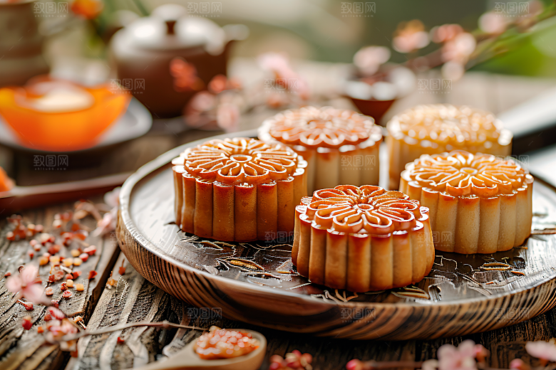 中秋月饼习俗文化摄影图