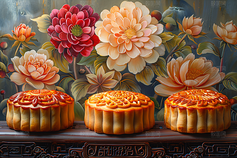 中秋月饼美味传统节日摄影图