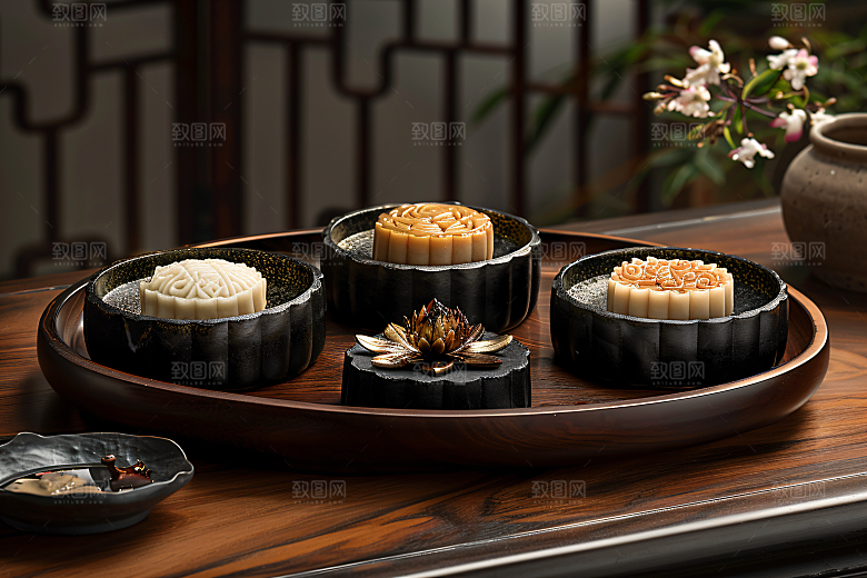 中秋月饼传统节日传统美食摄影图
