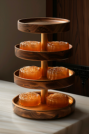 中秋月饼美味传统美食摄影图