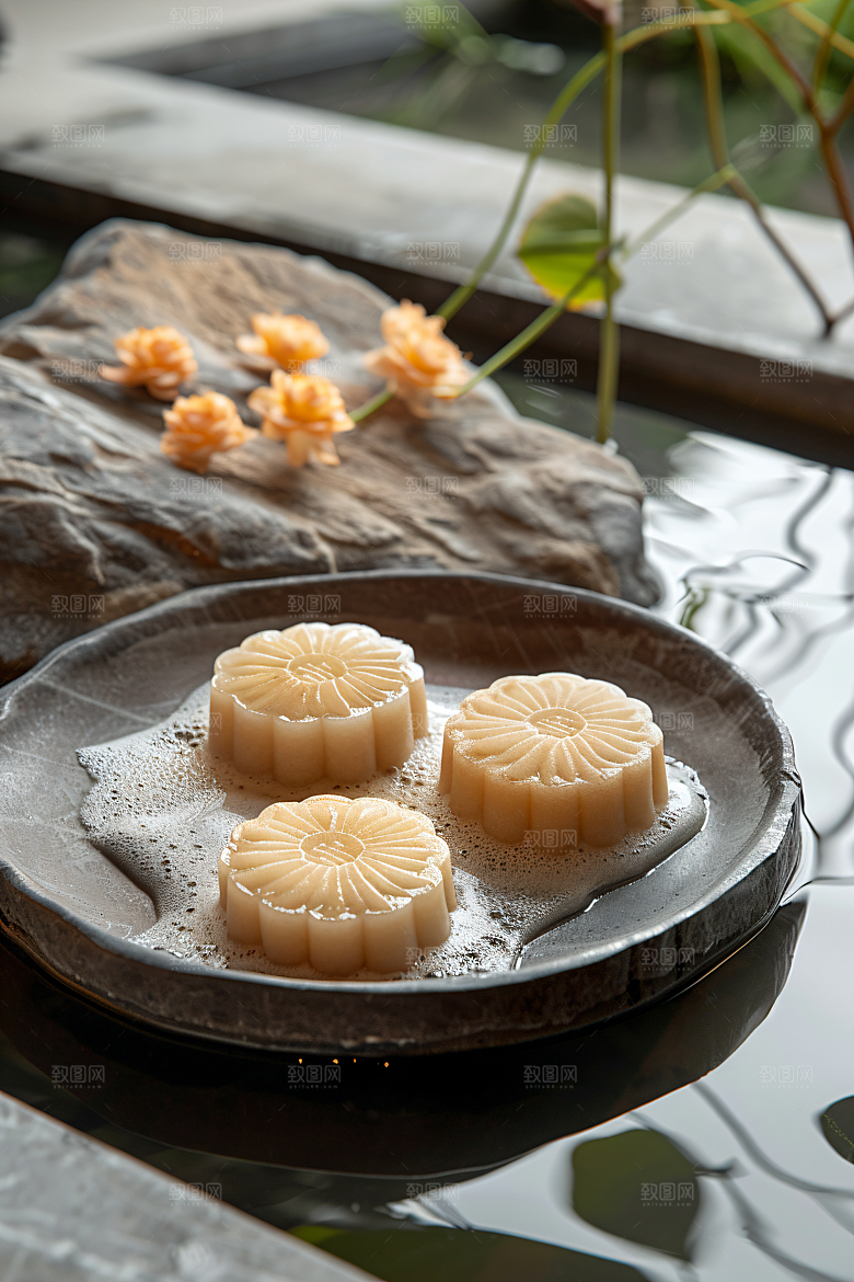 中秋月饼糕点中秋节摄影图