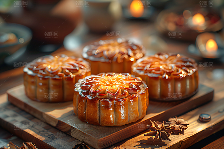 中秋月饼莲蓉月饼甜点摄影图