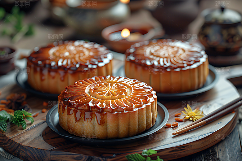 中秋月饼莲蓉月饼传统节日摄影图