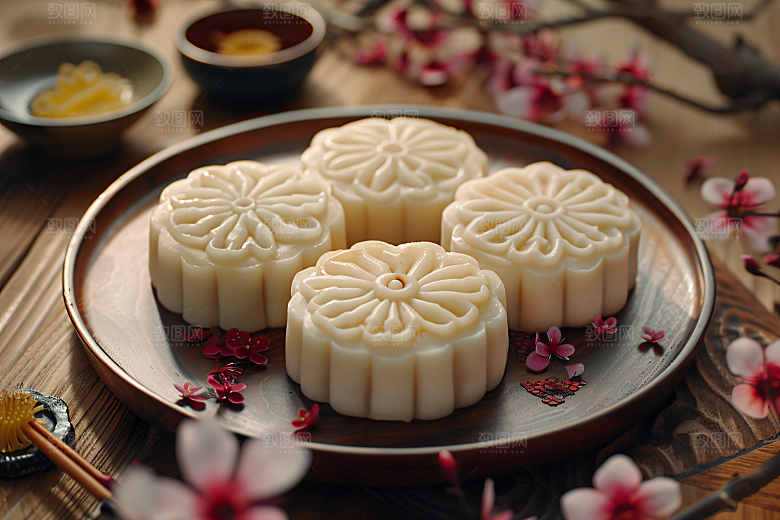中秋月饼高清莲蓉月饼摄影图
