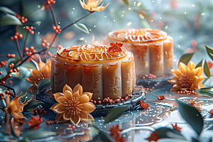 中秋月饼传统美食传统节日摄影图