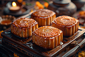 中秋月饼美食传统节日摄影图