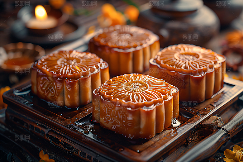 中秋月饼美食传统节日摄影图