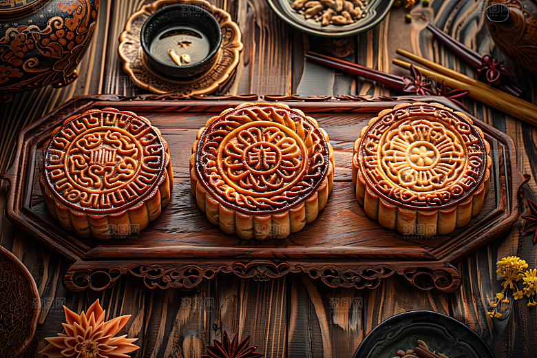 中秋月饼传统节日广式月饼摄影图