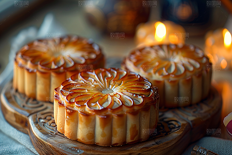 中秋月饼甜点文化摄影图
