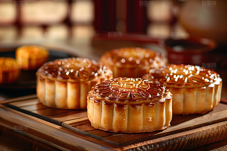 中秋月饼甜点传统美食摄影图