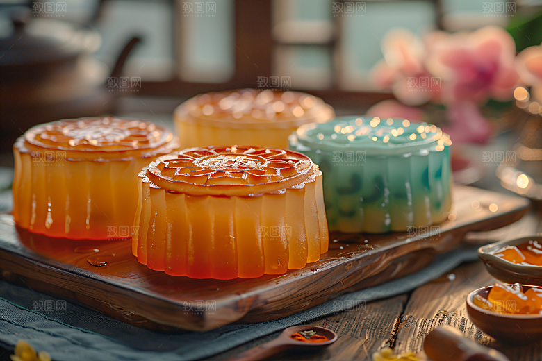 中秋月饼美食甜点摄影图