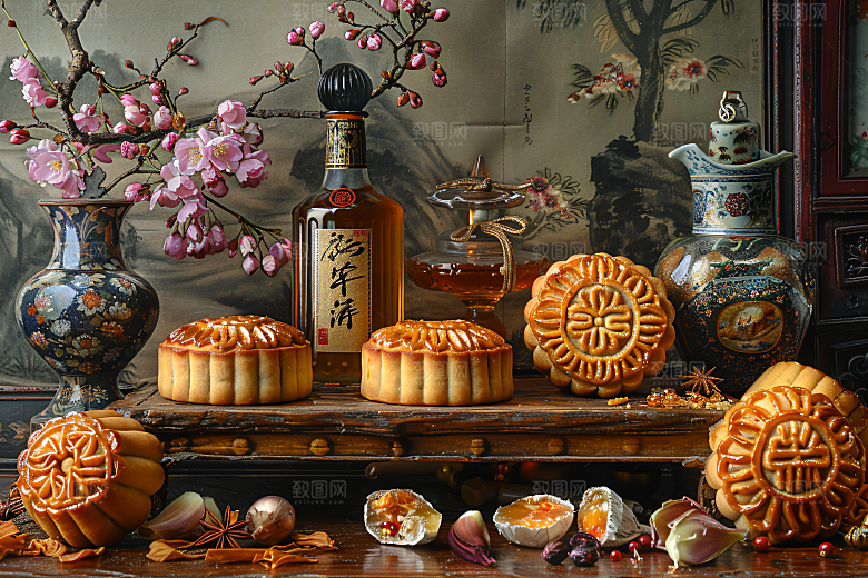 中秋月饼文化美食摄影图