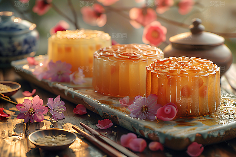 中秋月饼文化中秋节摄影图