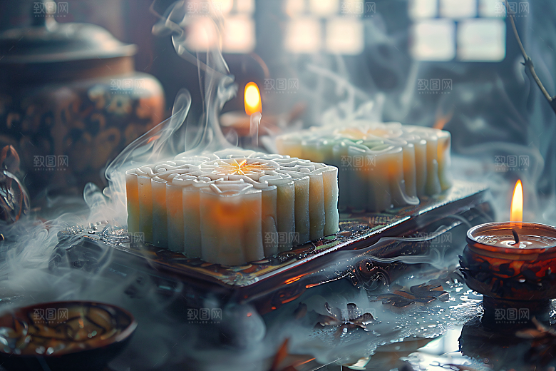 中秋月饼甜点传统节日摄影图