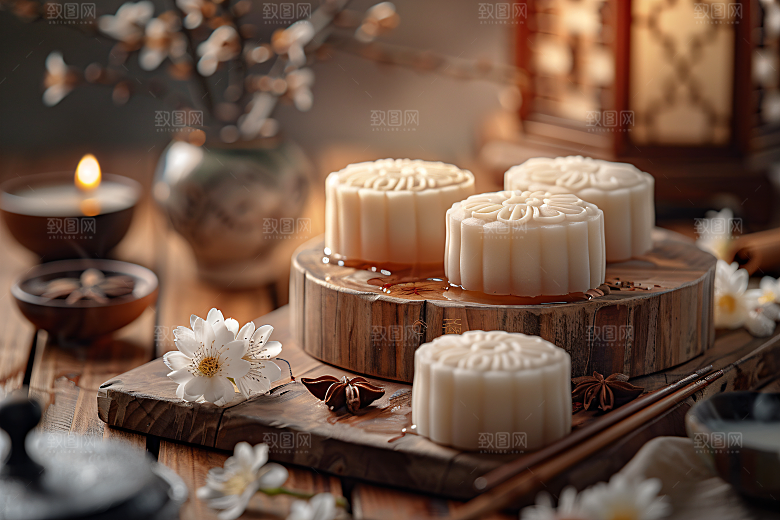 中秋月饼中秋节文化摄影图