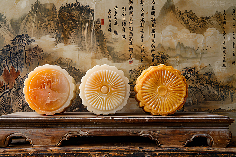 中秋月饼广式月饼甜点摄影图