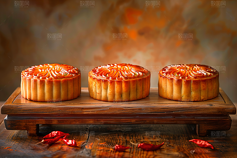 中秋月饼中秋节甜点摄影图