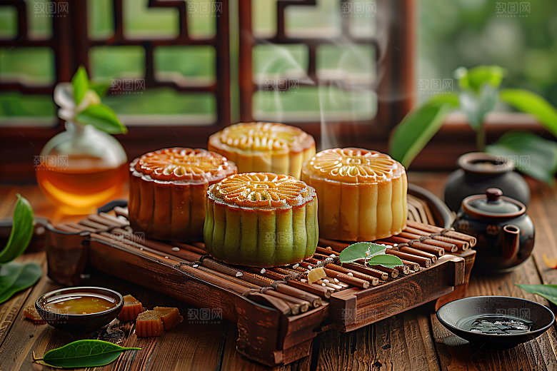 中秋月饼习俗传统节日摄影图