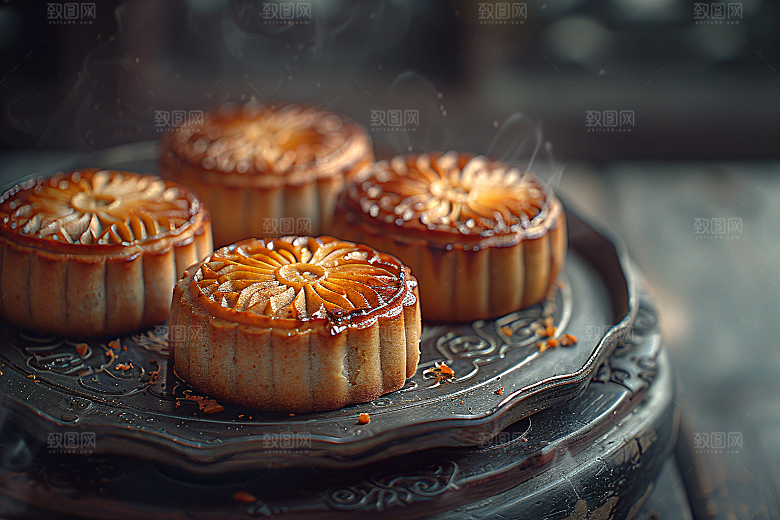 中秋月饼传统美食糕点摄影图