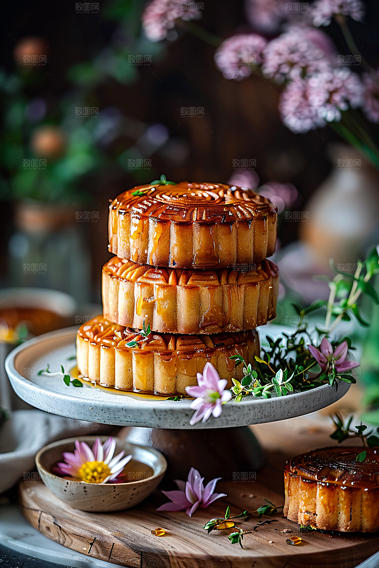中秋月饼中秋节美食摄影图