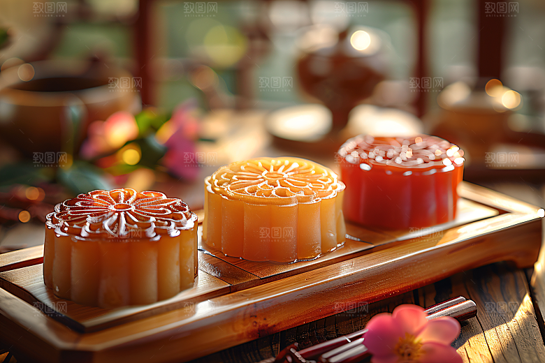 中秋月饼传统美食美食摄影图