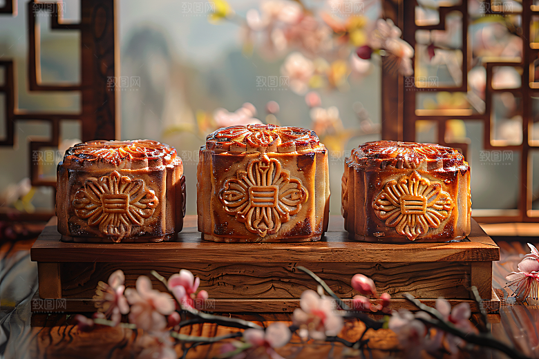 中秋月饼糕点传统节日摄影图