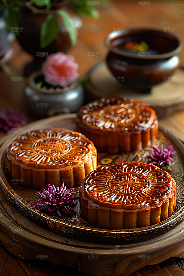中秋月饼传统节日高清摄影图