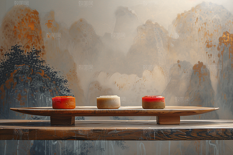 中秋月饼习俗甜点摄影图