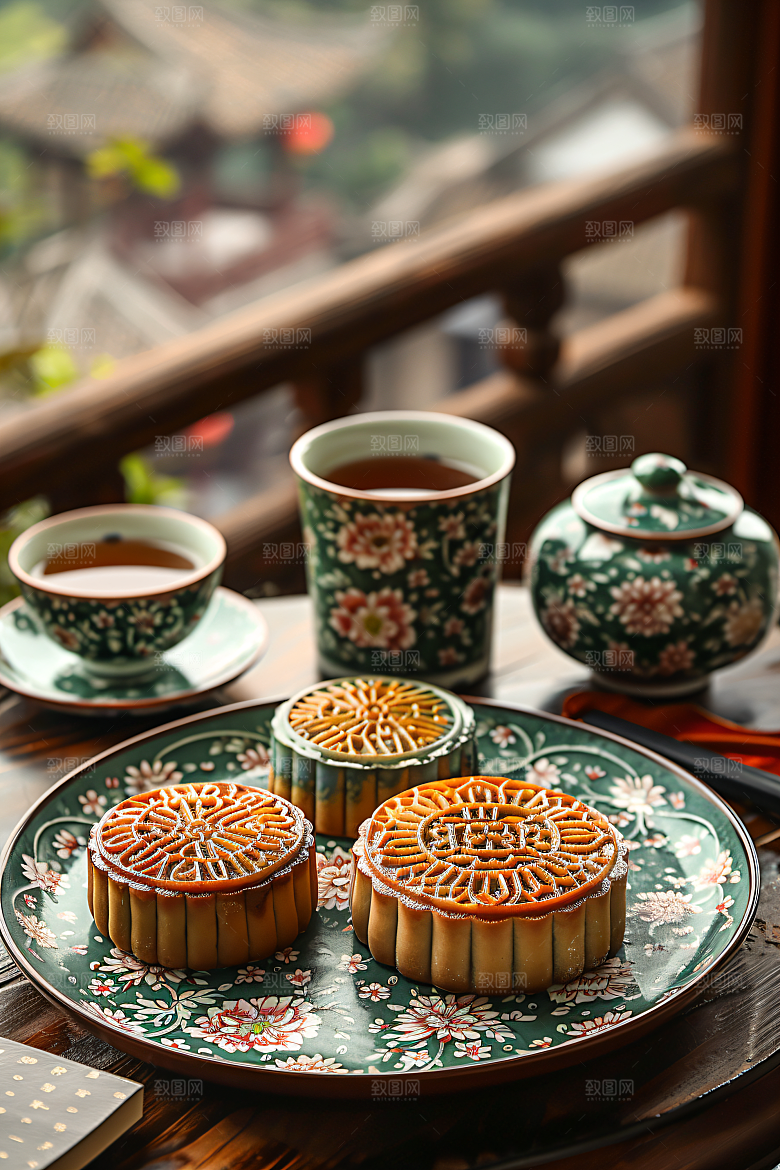 中秋月饼美食广式月饼摄影图
