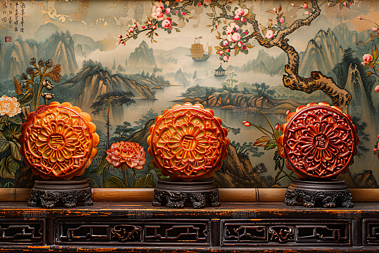 中秋月饼糕点莲蓉月饼摄影图