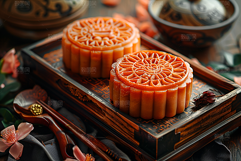 中秋月饼传统节日高清摄影图
