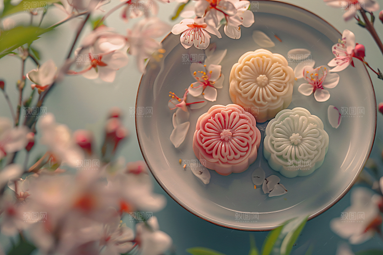 中秋月饼糕点美味摄影图