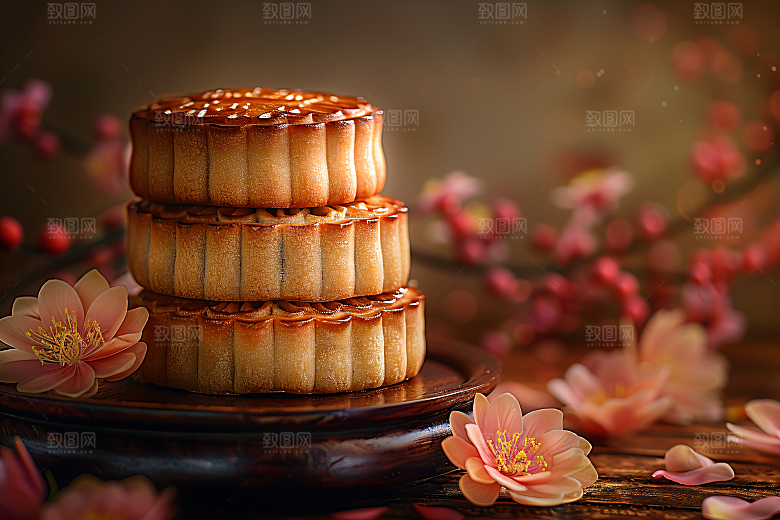 中秋月饼传统美食广式月饼摄影图