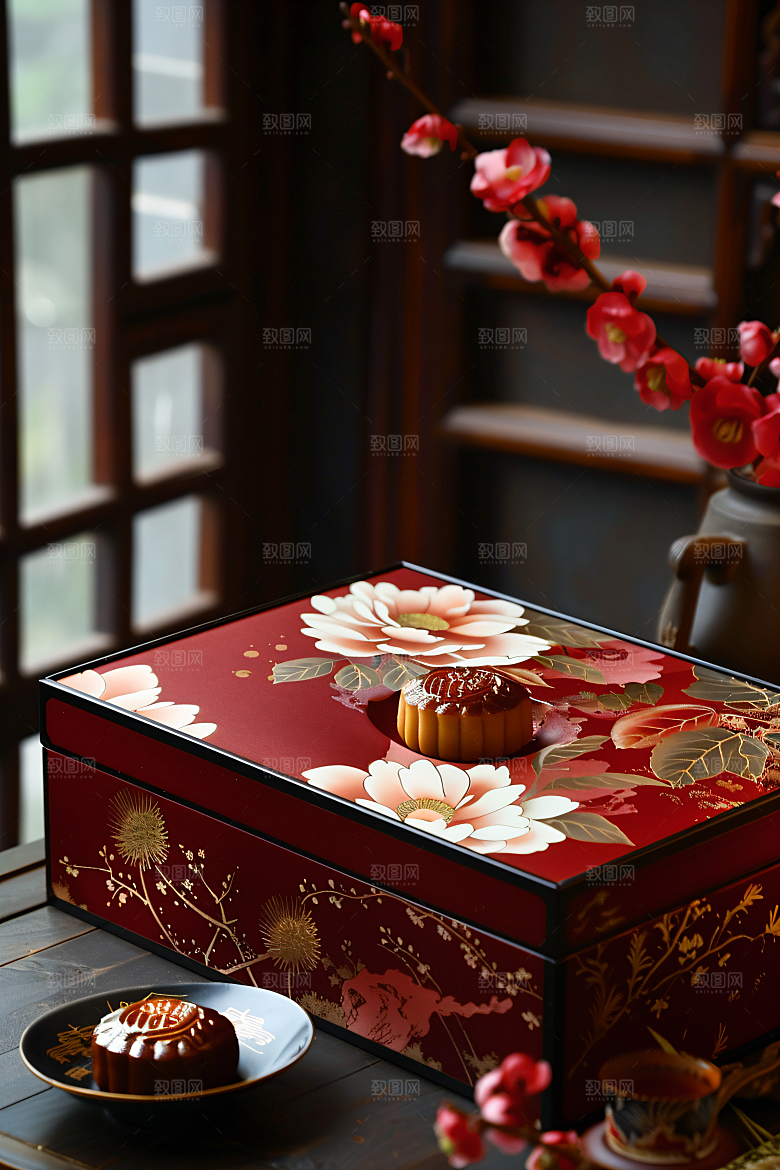 中秋月饼礼盒美味高清摄影图
