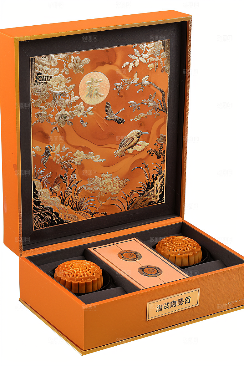 中秋月饼礼盒美食精致摄影图