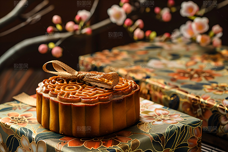 中秋月饼礼盒文化美食摄影图