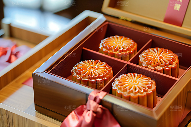 中秋月饼礼盒礼品中秋节摄影图