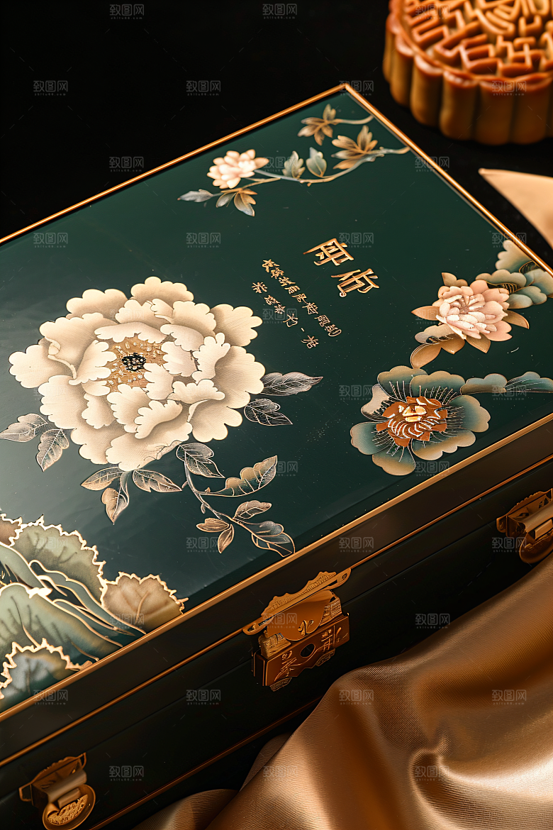 中秋月饼礼盒高清甜点摄影图