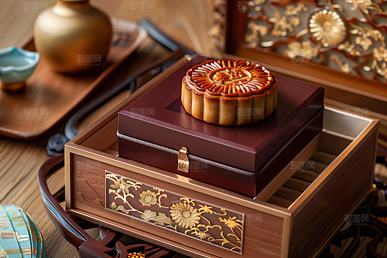 中秋月饼礼盒广式月饼中秋节摄影图