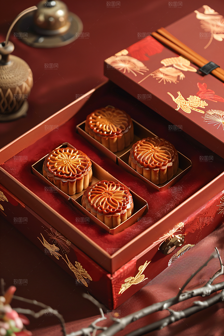 中秋月饼礼盒礼品高清摄影图